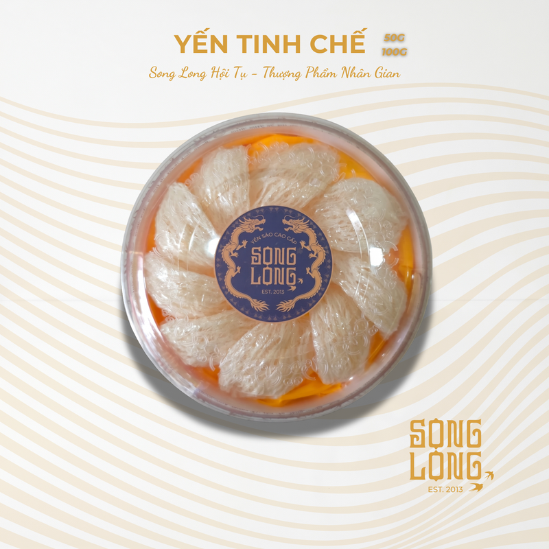 Yến Sào Song Long - Tổ Yến Tinh Chế Cao Cấp Sợi Dài (Hộp 50g - 100g) Tặng Đường Phèn & Táo Đỏ