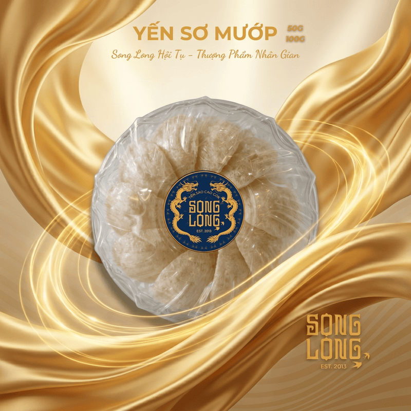 Yến Sào Song Long - Tổ Yến Sơ Mướp Tinh Chế (Hộp 50g - 100g) - Tặng Kèm Set Chưng